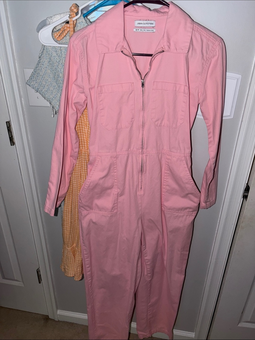 Urban Outfitters Pink Zip-Up Utility Jumpsuit